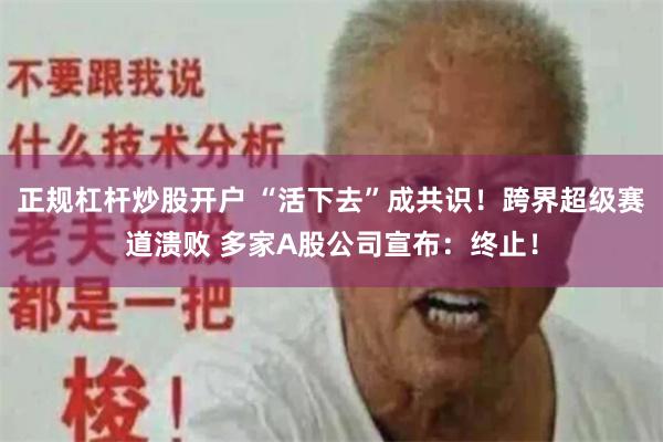 正规杠杆炒股开户 “活下去”成共识！跨界超级赛道溃败 多家A股公司宣布：终止！