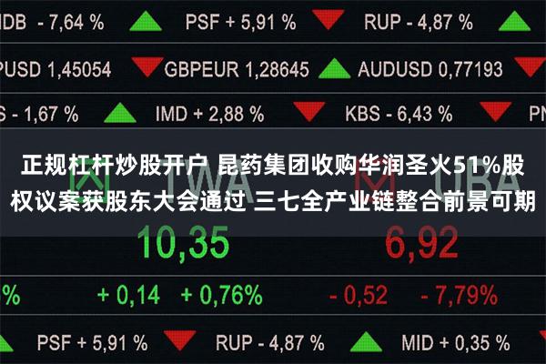 正规杠杆炒股开户 昆药集团收购华润圣火51%股权议案获股东大会通过 三七全产业链整合前景可期